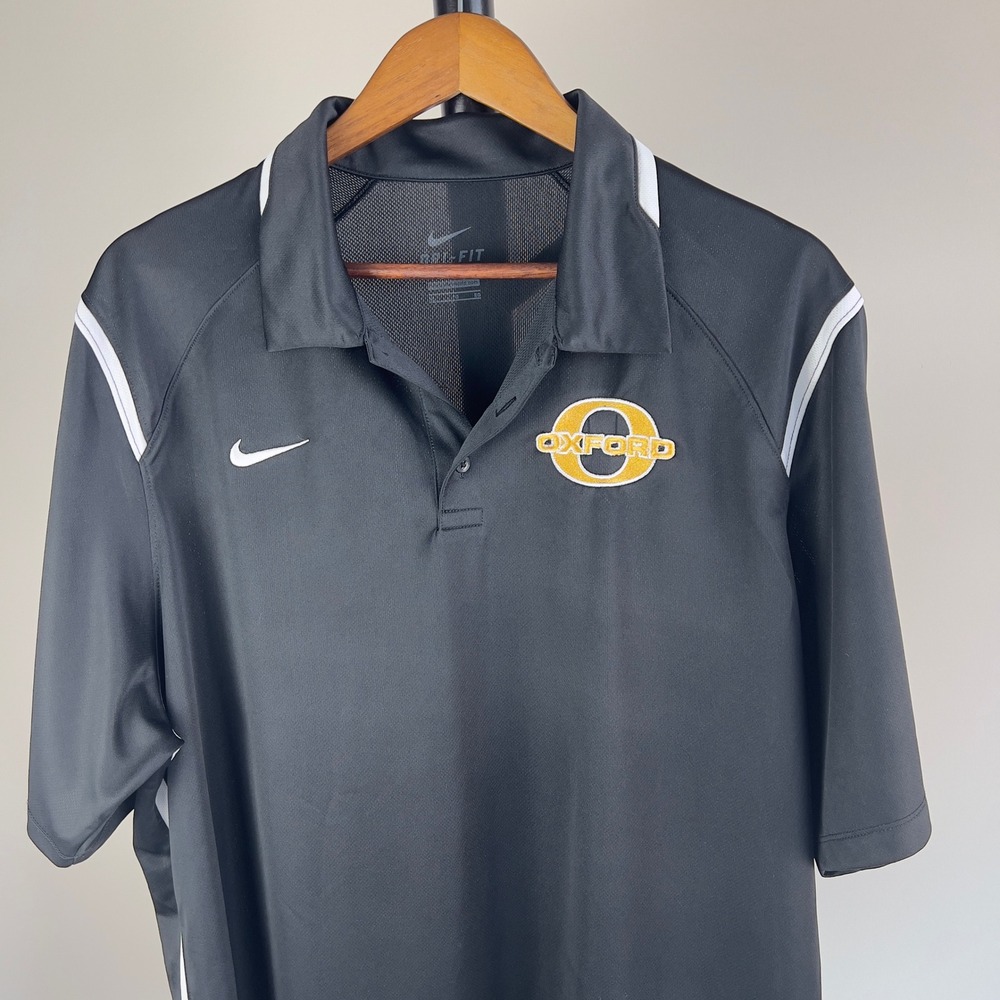 Nike Dri-FIT Oxford Polo Shirt Mens XL Black White Short Sleeve Golf Top
